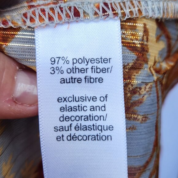 Maurices Plus Blouson Sleeve Blouse Metallic Sheer NWT Leaf Print Fall Autumn - Picture 14 of 16